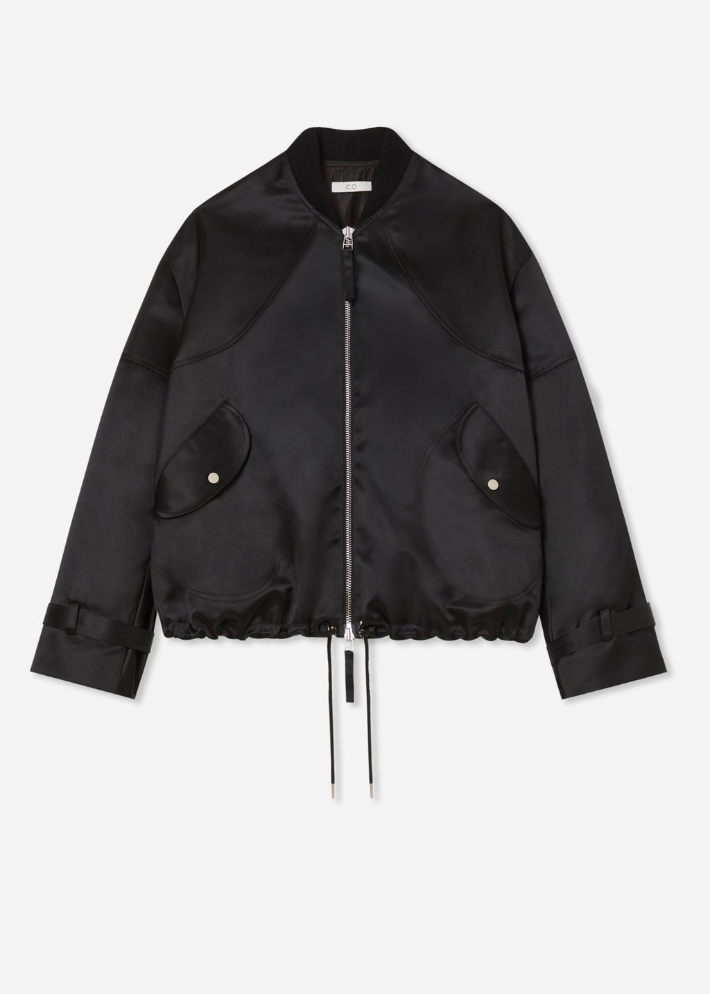 Sports Bomber in Silk Charmeuse - Black - CO