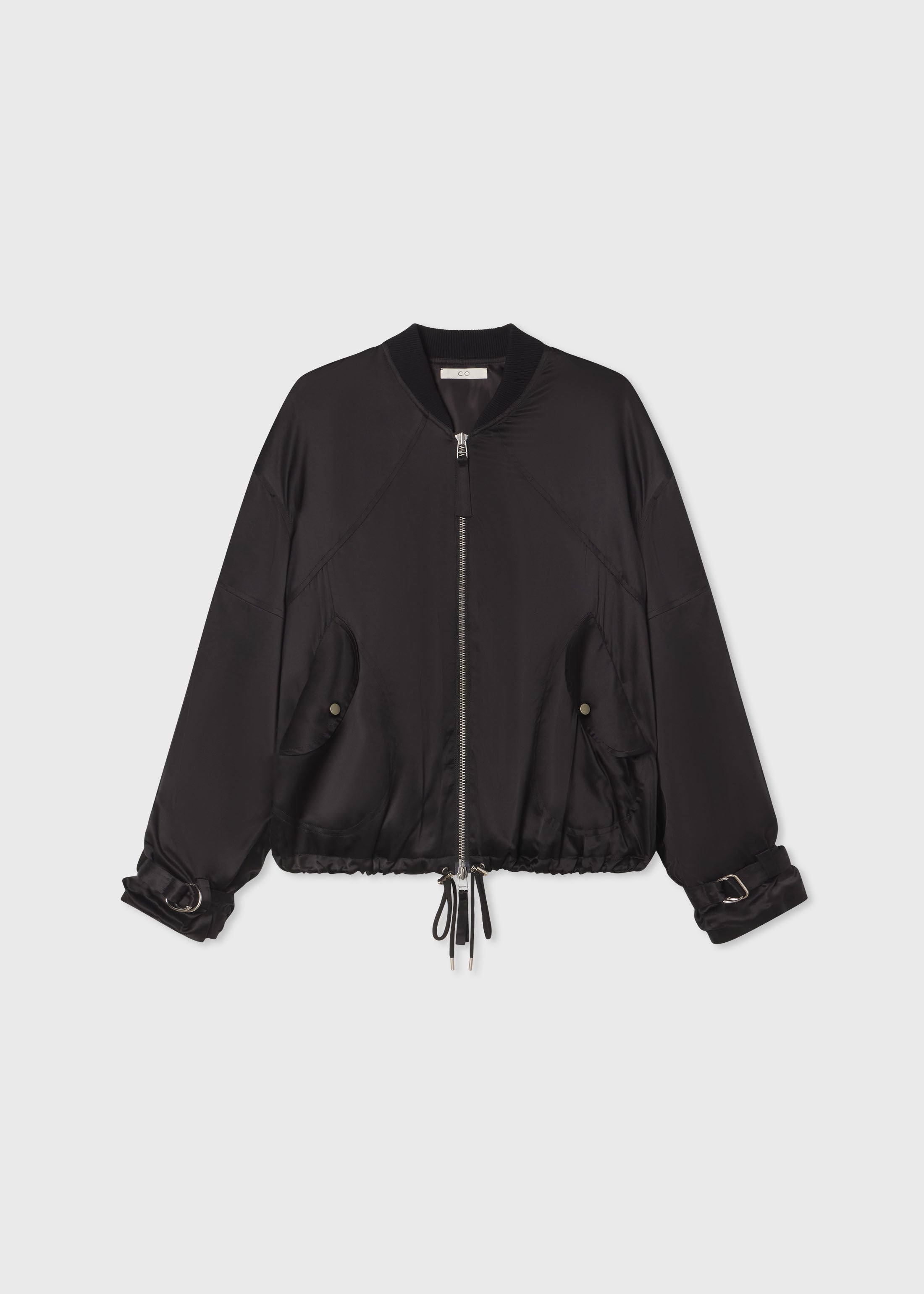 Sports Bomber in Silk Charmeuse - Black