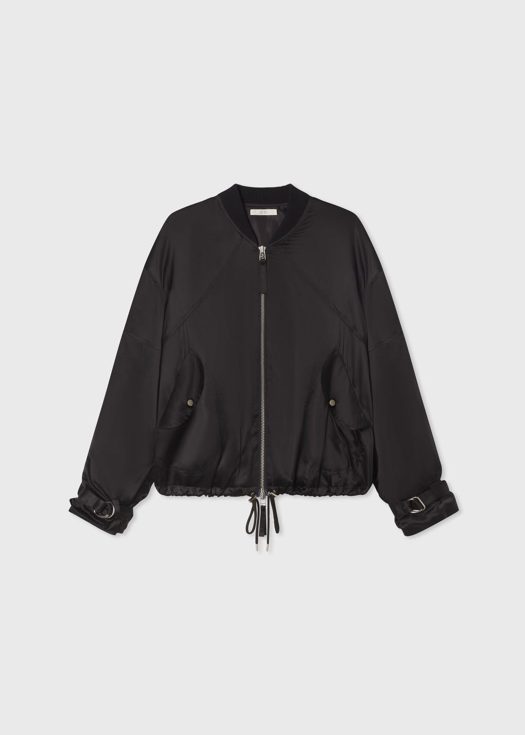 Sports Bomber in Silk Charmeuse - Black - CO