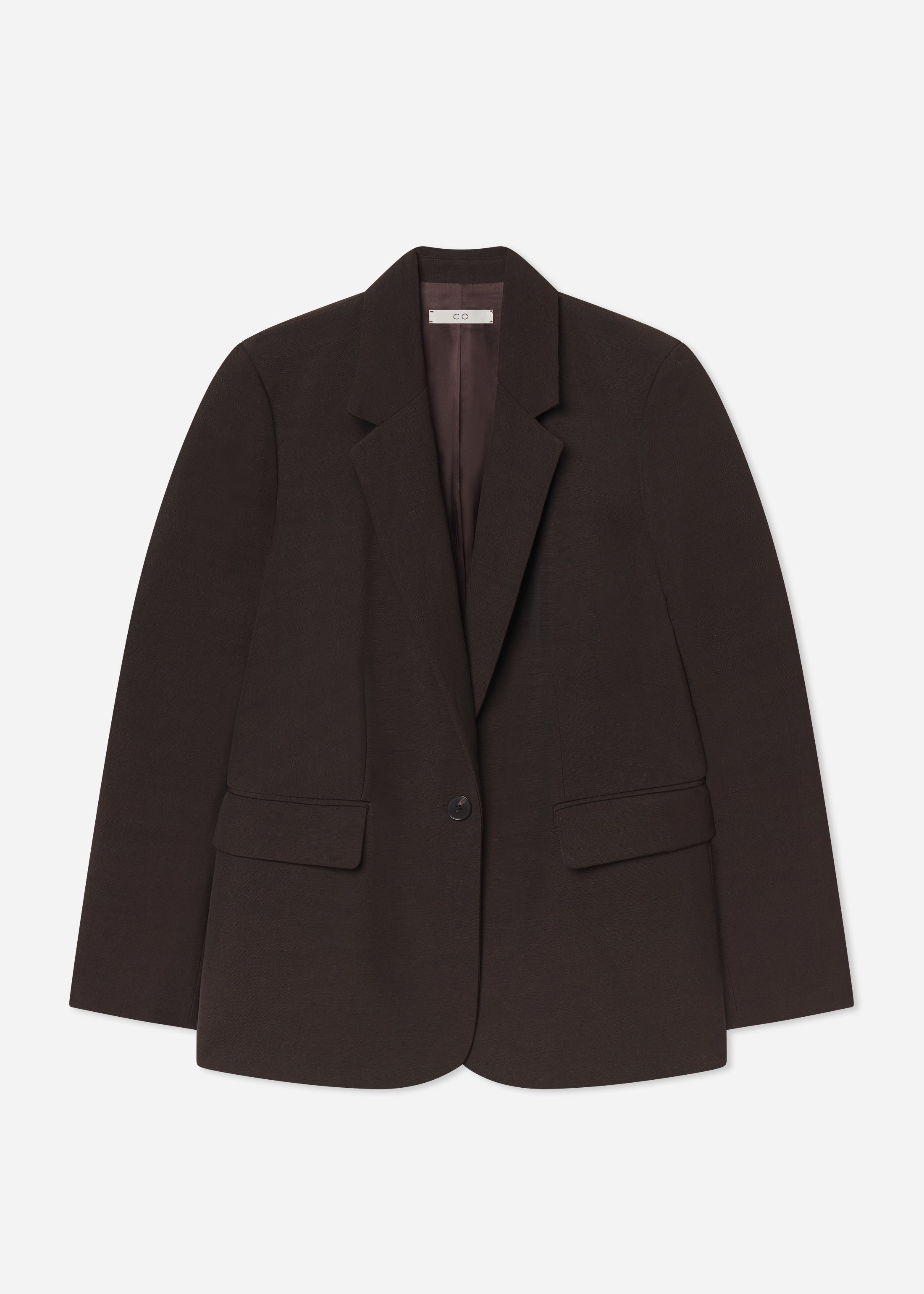 Boyfriend Blazer in Linen - Chocolate