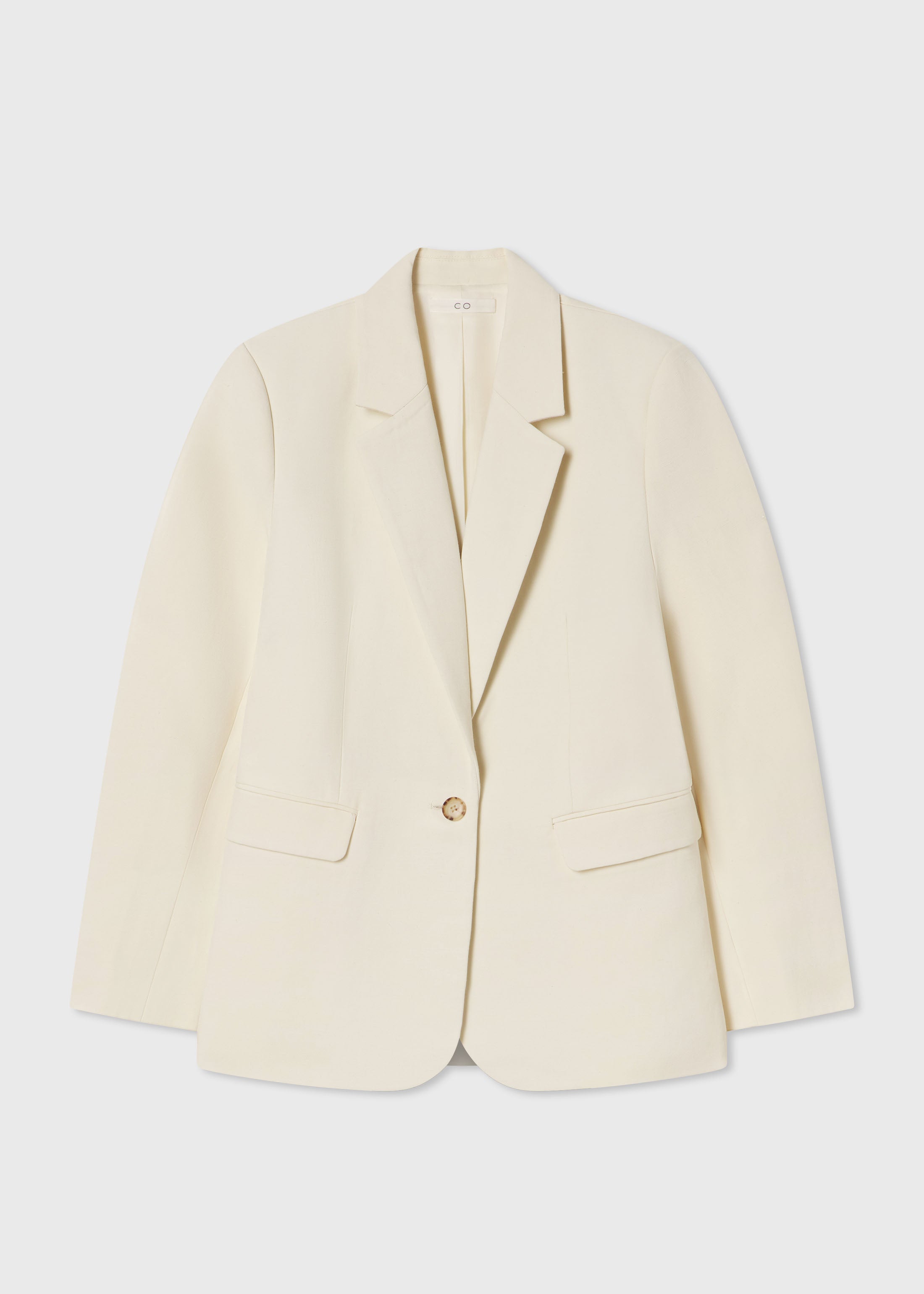 Mens Fitted Blazer in Viscose Linen - Pearl