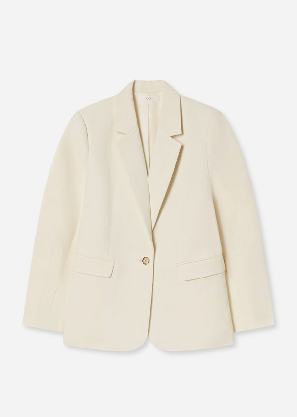 Mens Fitted Blazer in Viscose Linen - Pearl - CO