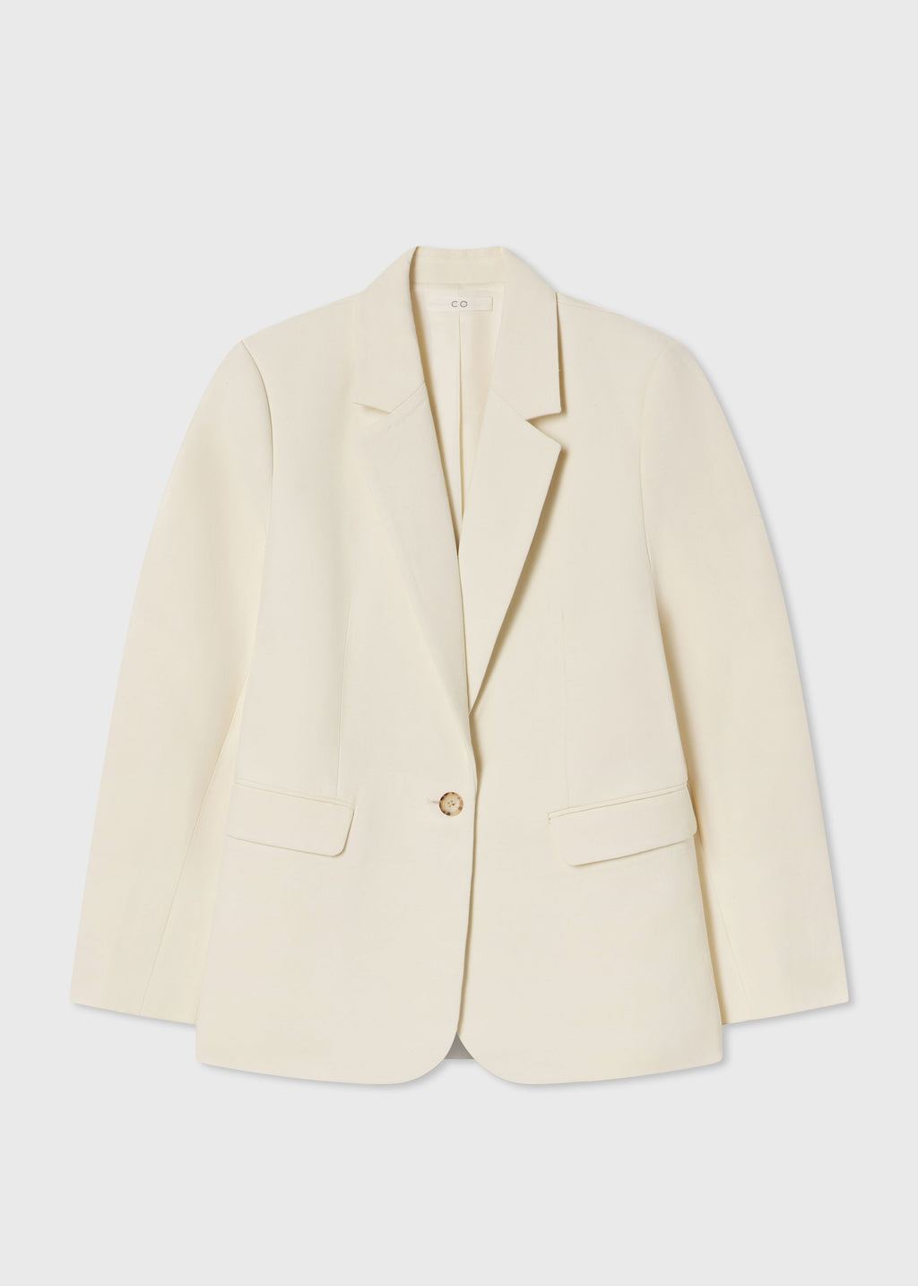 Mens Fitted Blazer in Viscose Linen - Pearl - CO