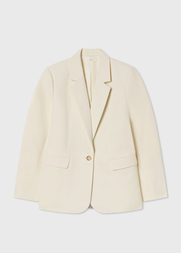 Mens Fitted Blazer in Viscose Linen - Pearl - CO