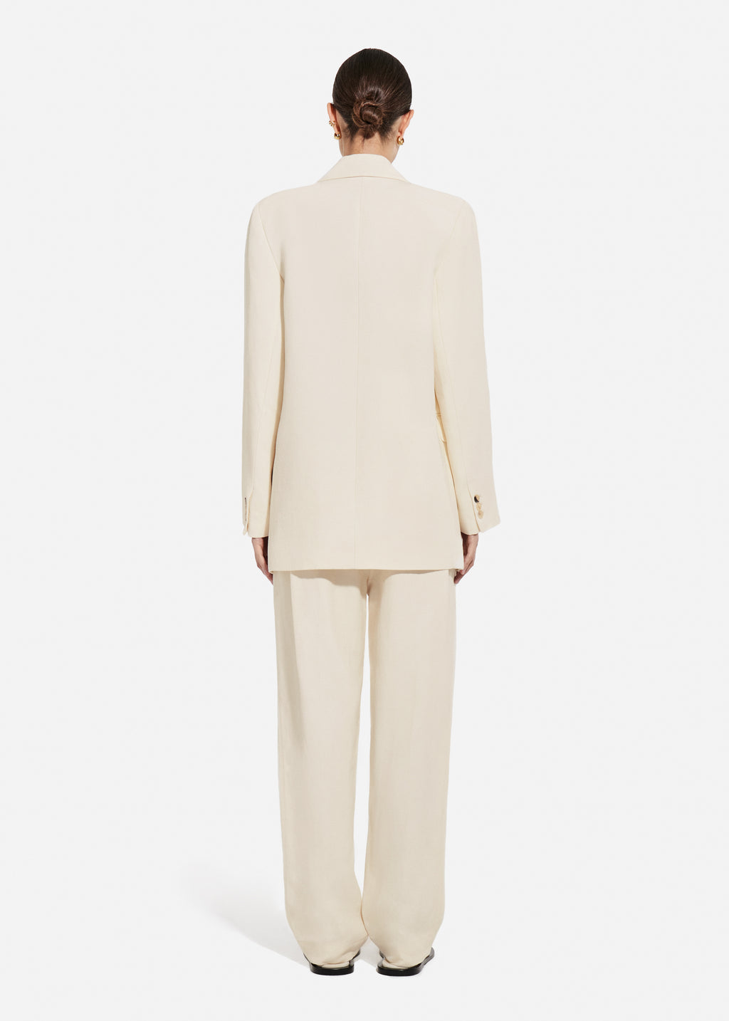 Mens Fitted Blazer in Viscose Linen - Pearl - CO