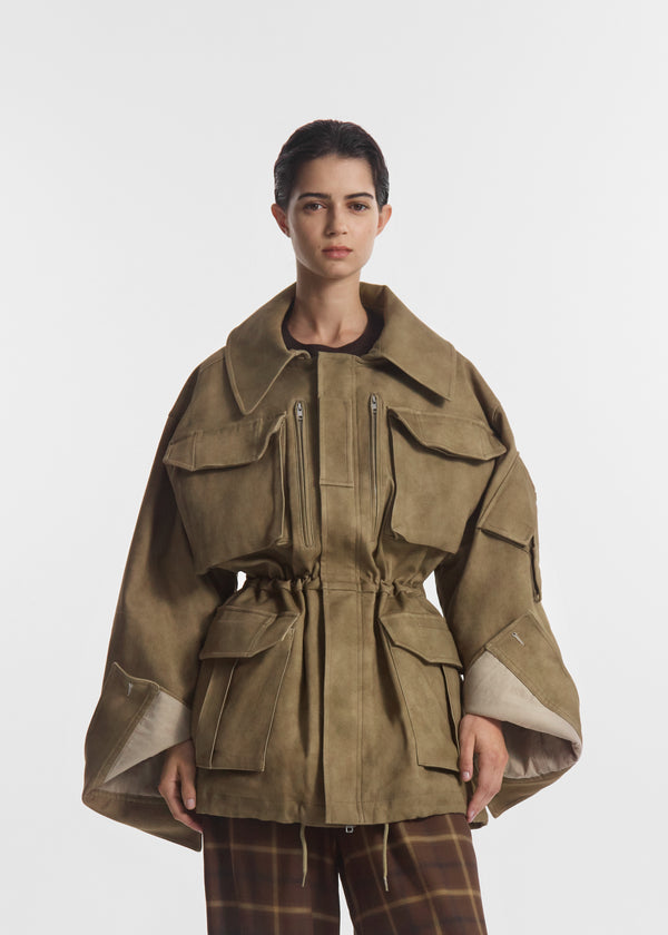 Military Jacket in Cold Dye Cotton - Khaki - CO