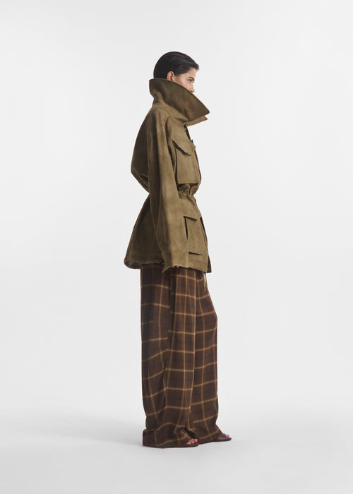 Drawstring Pant in Check Plaid - Chocolate, image 2 of 3