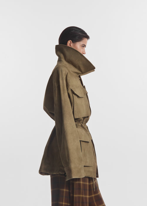 Military Jacket in Cold Dye Cotton - Khaki, image 1 of 5