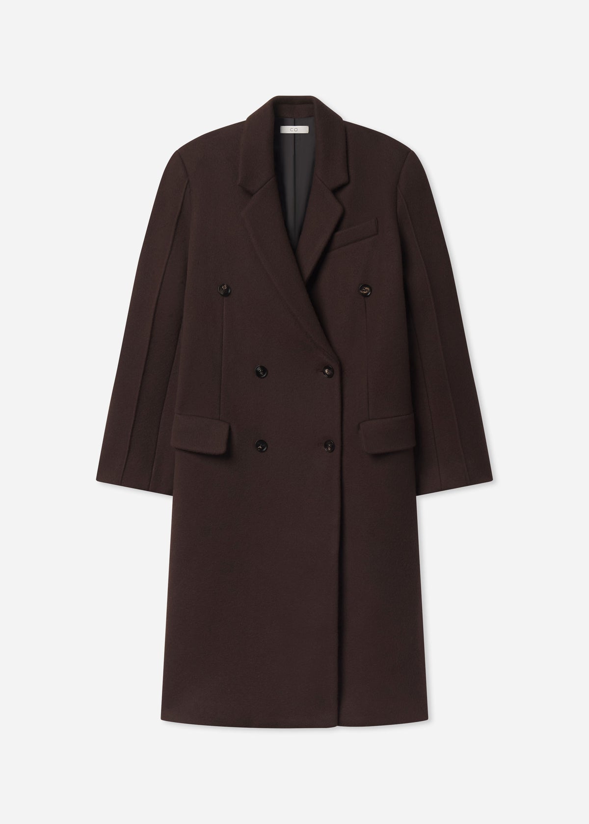 Oversized Double Breasted Coat in Wool - Chocolate, image 6 of 6