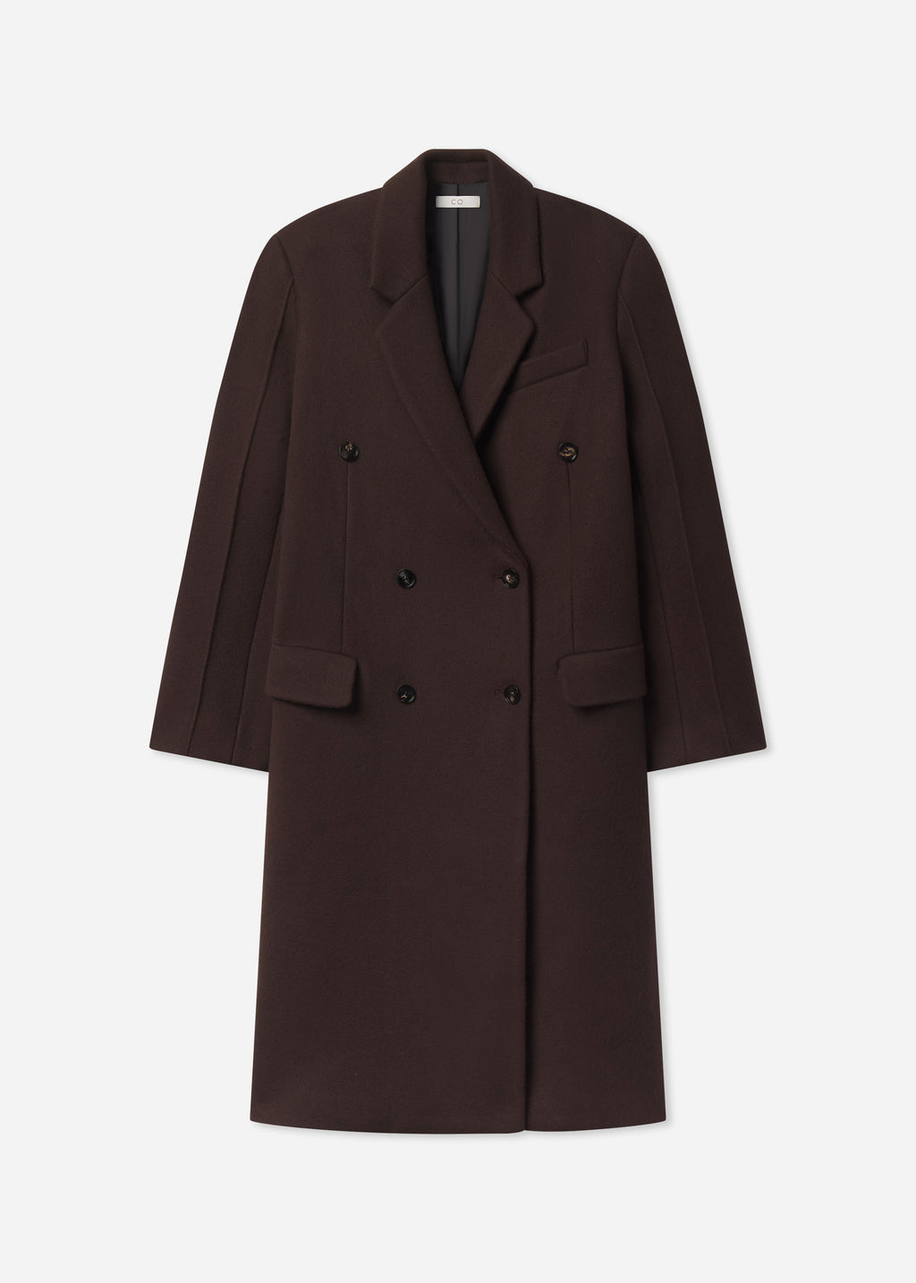 Oversized Double Breasted Coat in Wool - Chocolate, image 6 of 6