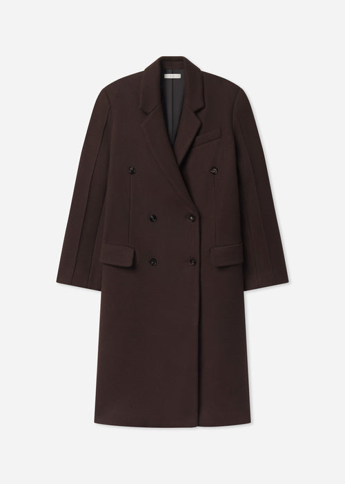 Oversized Double Breasted Coat in Wool - Chocolate, image 6 of 6