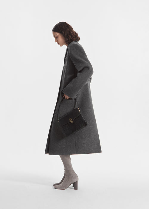 Oversized Double Breasted Coat in Wool Cashmere - Grey, image 5 of 8
