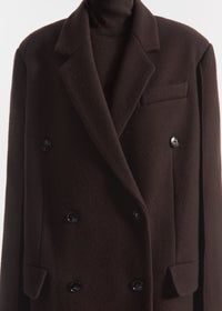 Oversized Double Breasted Coat in Wool - Chocolate