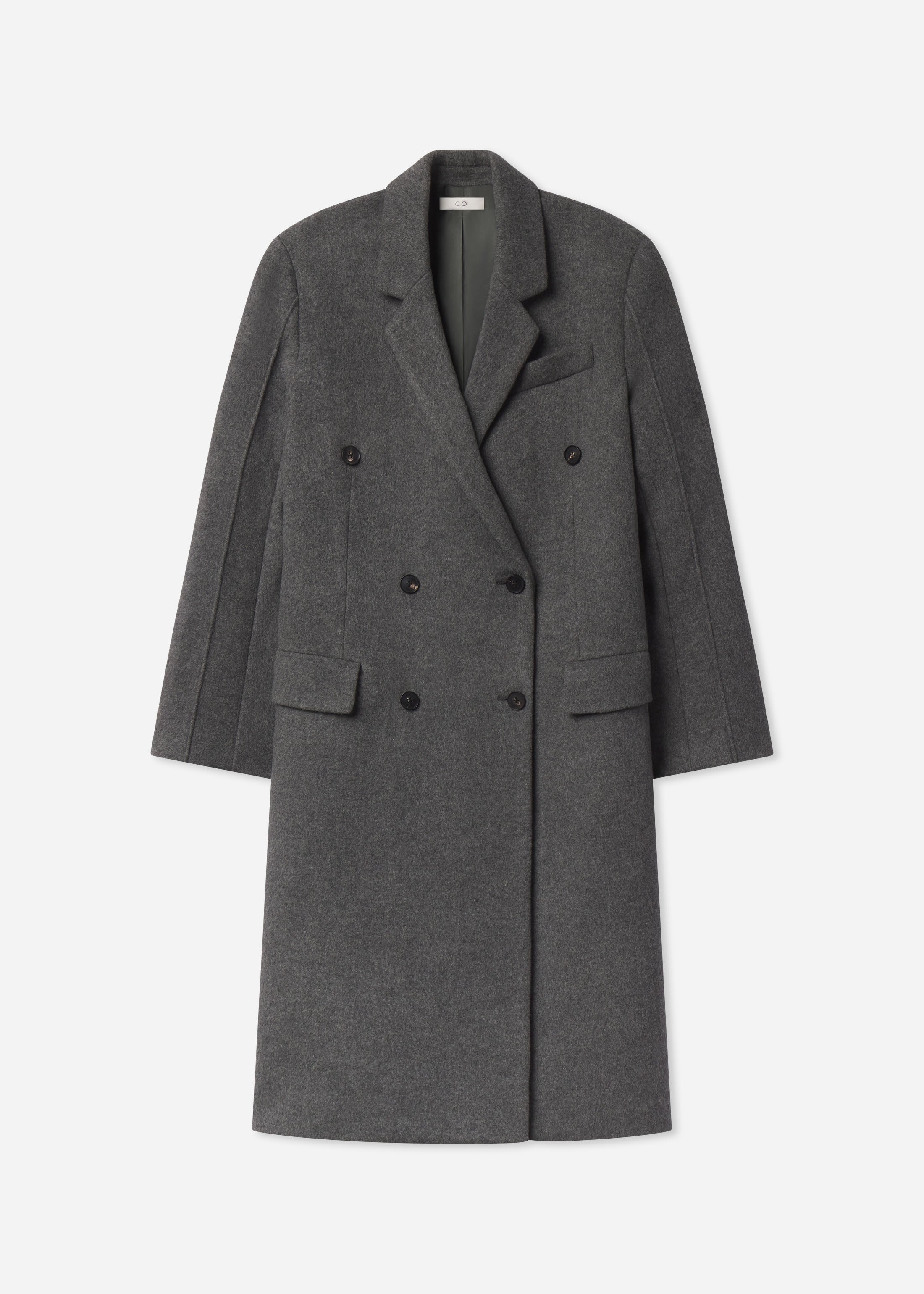 Oversized Double Breasted Coat in Wool Cashmere - Grey, image 8 of 8