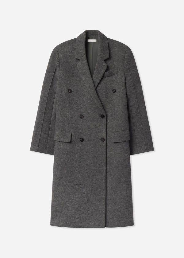 Oversized Double Breasted Coat in Wool Cashmere - Grey, image 8 of 8