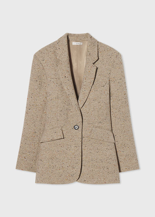 Cinched Blazer in Speckled Wool Suiting - Brown Multi - CO Collections
