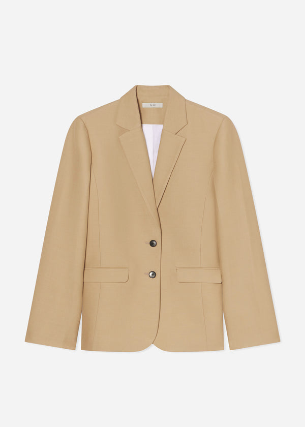 Structured Single-Breasted Blazer - Camel - CO