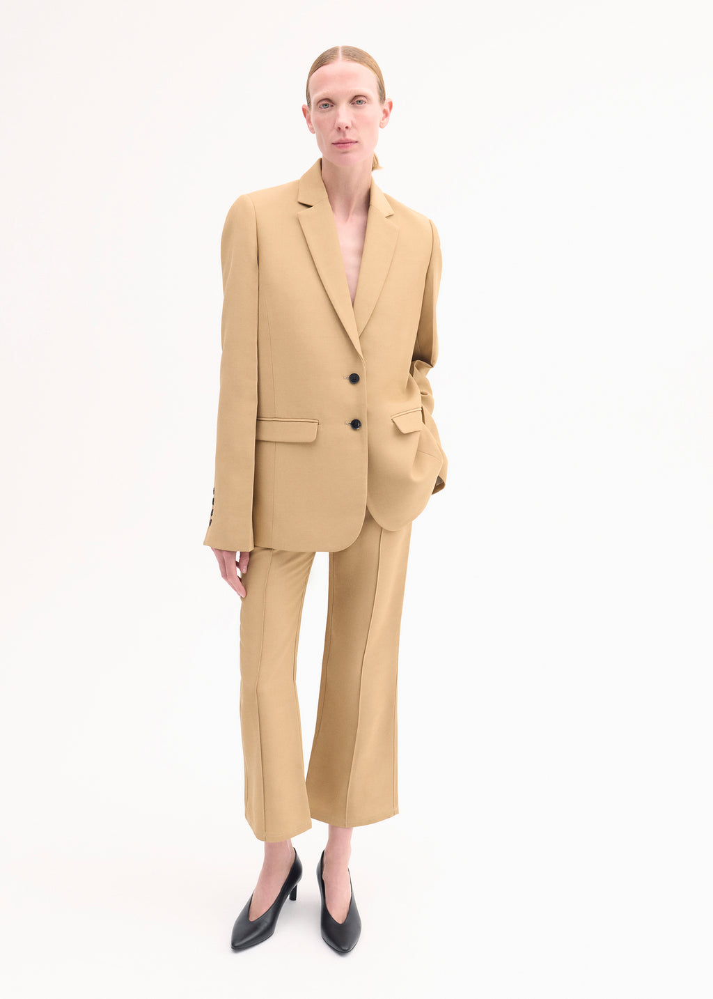 Structured Single-Breasted Blazer - Camel - CO