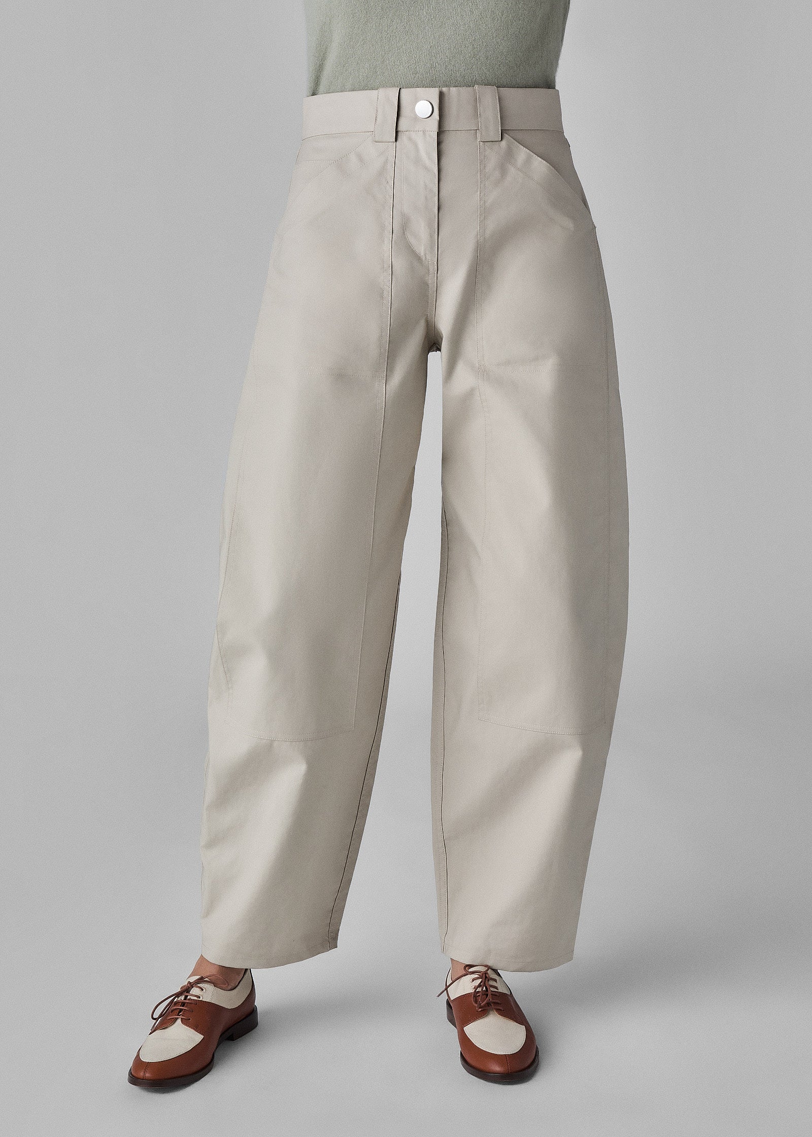 Patch Pant in Cotton Twill - Beige