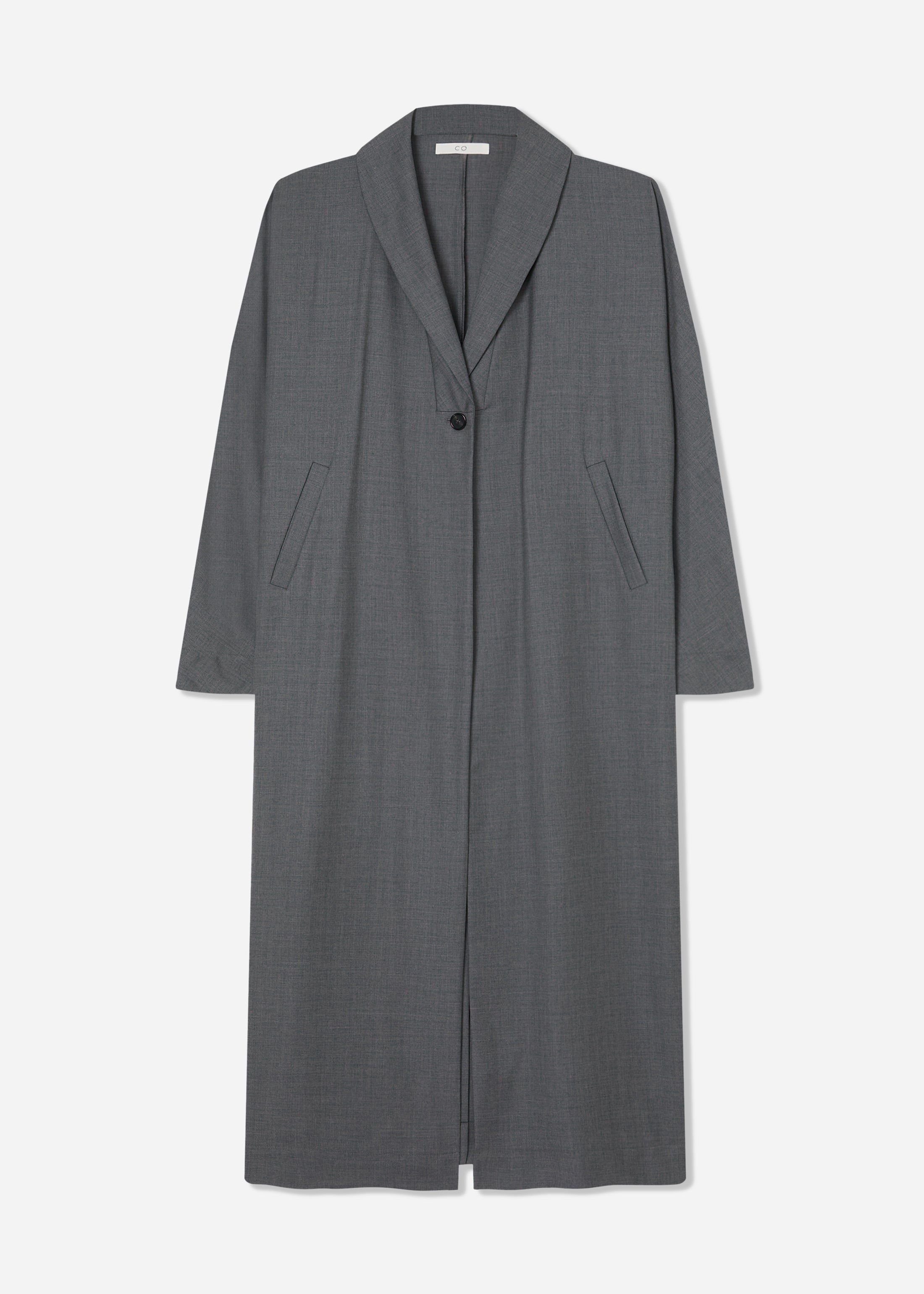 Batwing Shawl Coat in Melange Wool - Grey Melange