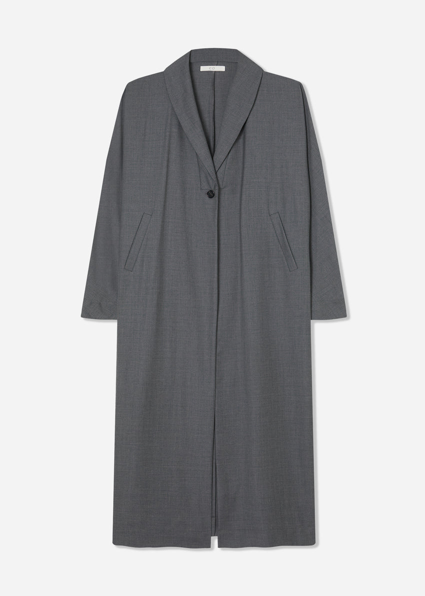 Batwing Shawl Coat in Melange Wool - Grey Melange | CO