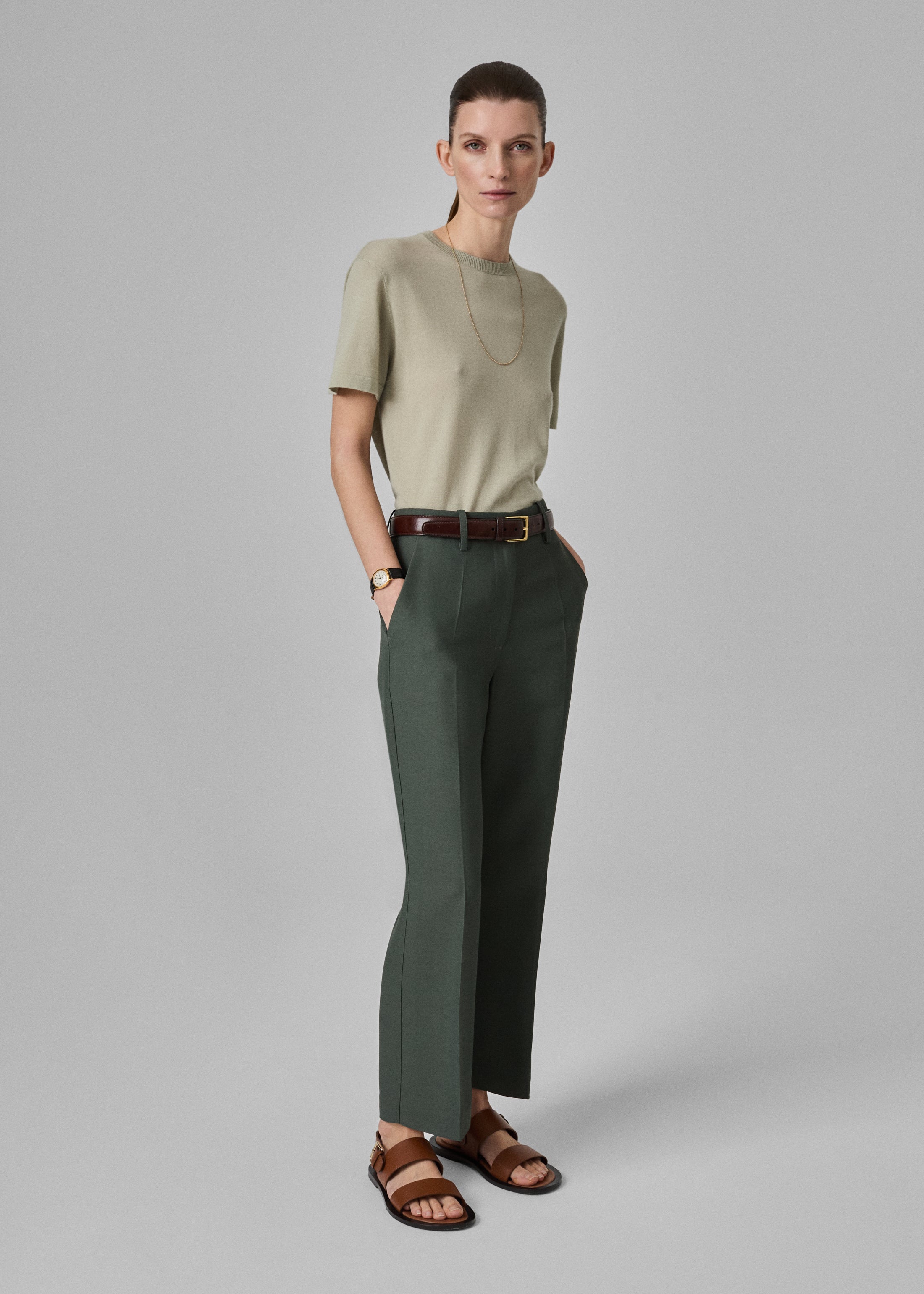 Cropped Flared Pant - Pistachio