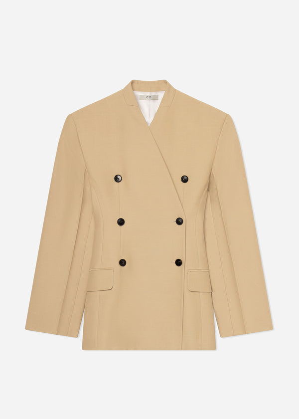 Sculptural Collarless Jacket - Camel - CO