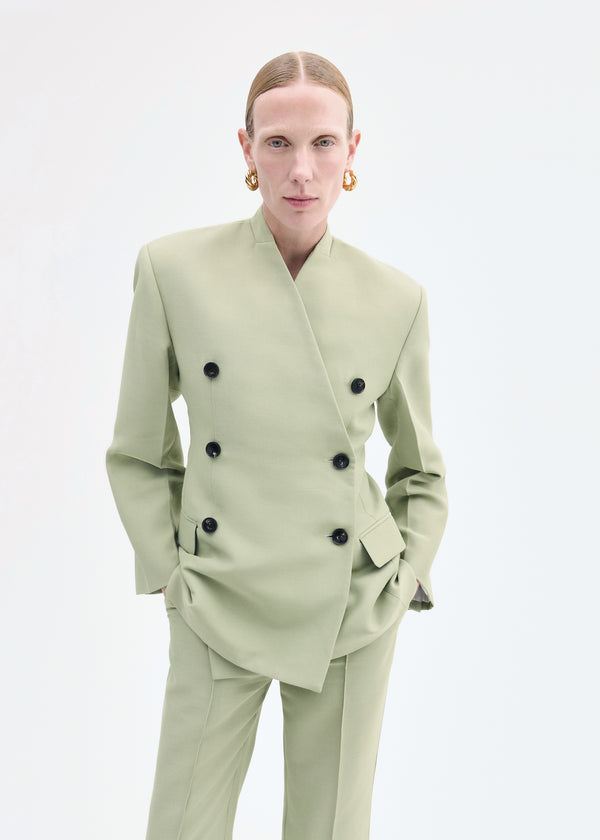 Sculptural Collarless Jacket - Tea - CO