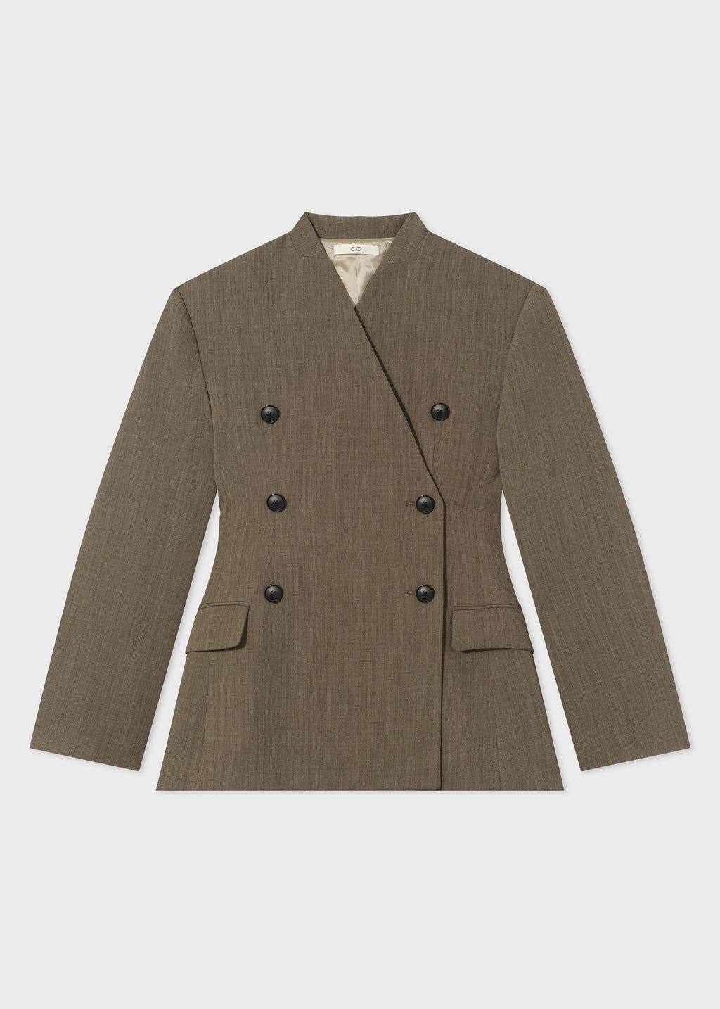 Double Breasted Blazer in Melange Suiting  - Brown - CO