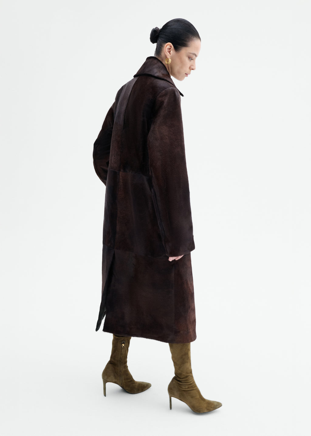 Polished Calf Hair Coat in Chocolate - Chocolate - CO