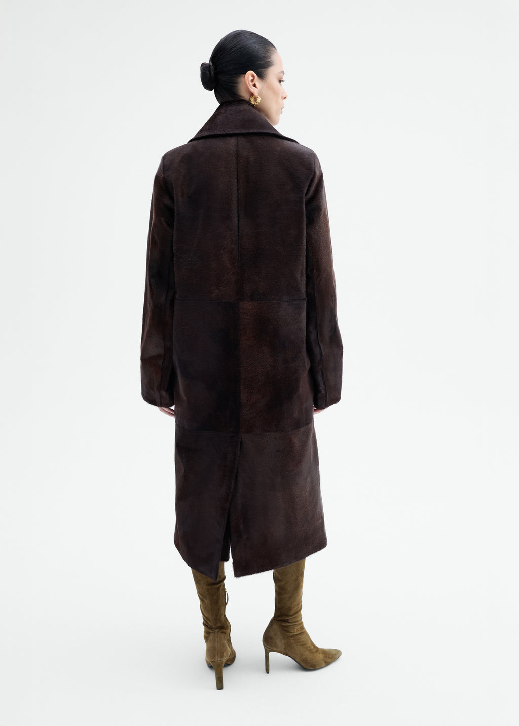 Polished Calf Hair Coat in Chocolate - Chocolate - CO