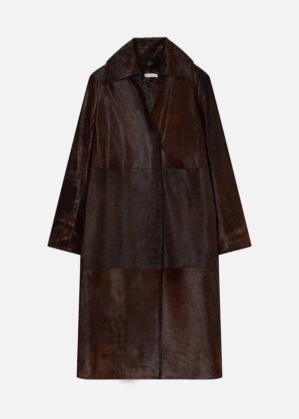 Polished Calf Hair Coat in Chocolate - Chocolate - CO
