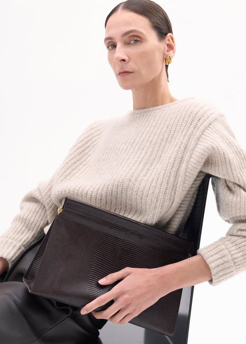 Large Leather Clutch - Espresso, image 4 of 4