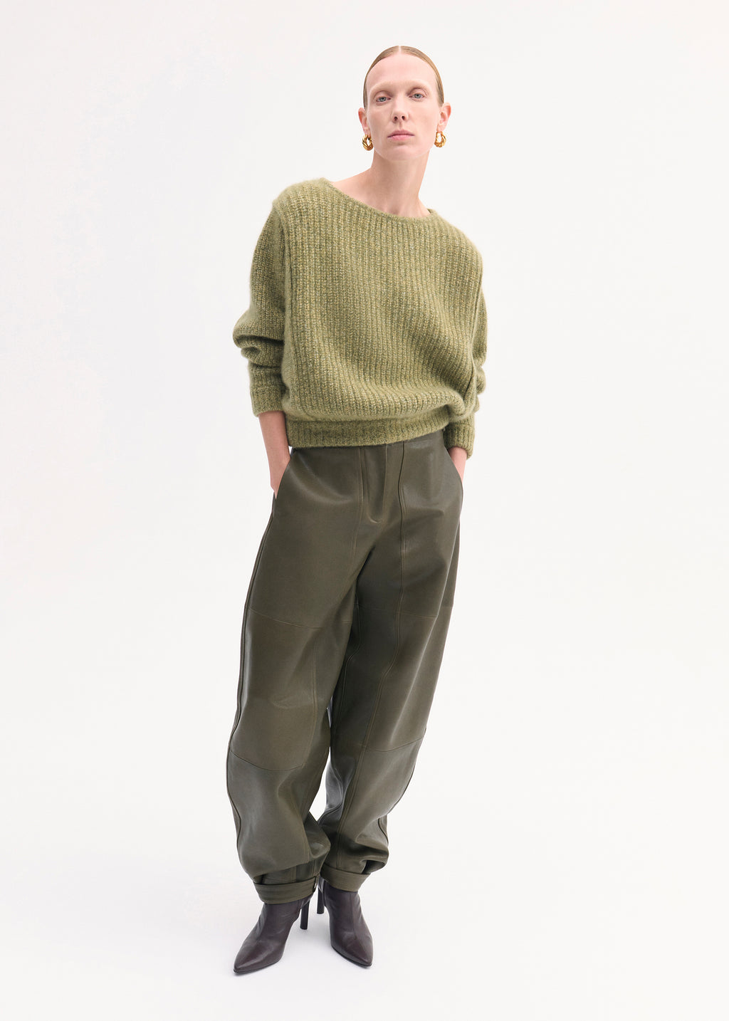 Batwing Sweater in Silk Cashmere - Mossy - CO
