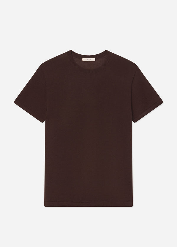 T-Shirt in Fine Cashmere - Chocolate - CO