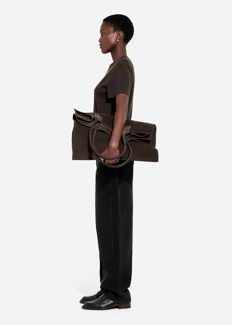 T-Shirt in Fine Cashmere - Chocolate, image 2 of 4