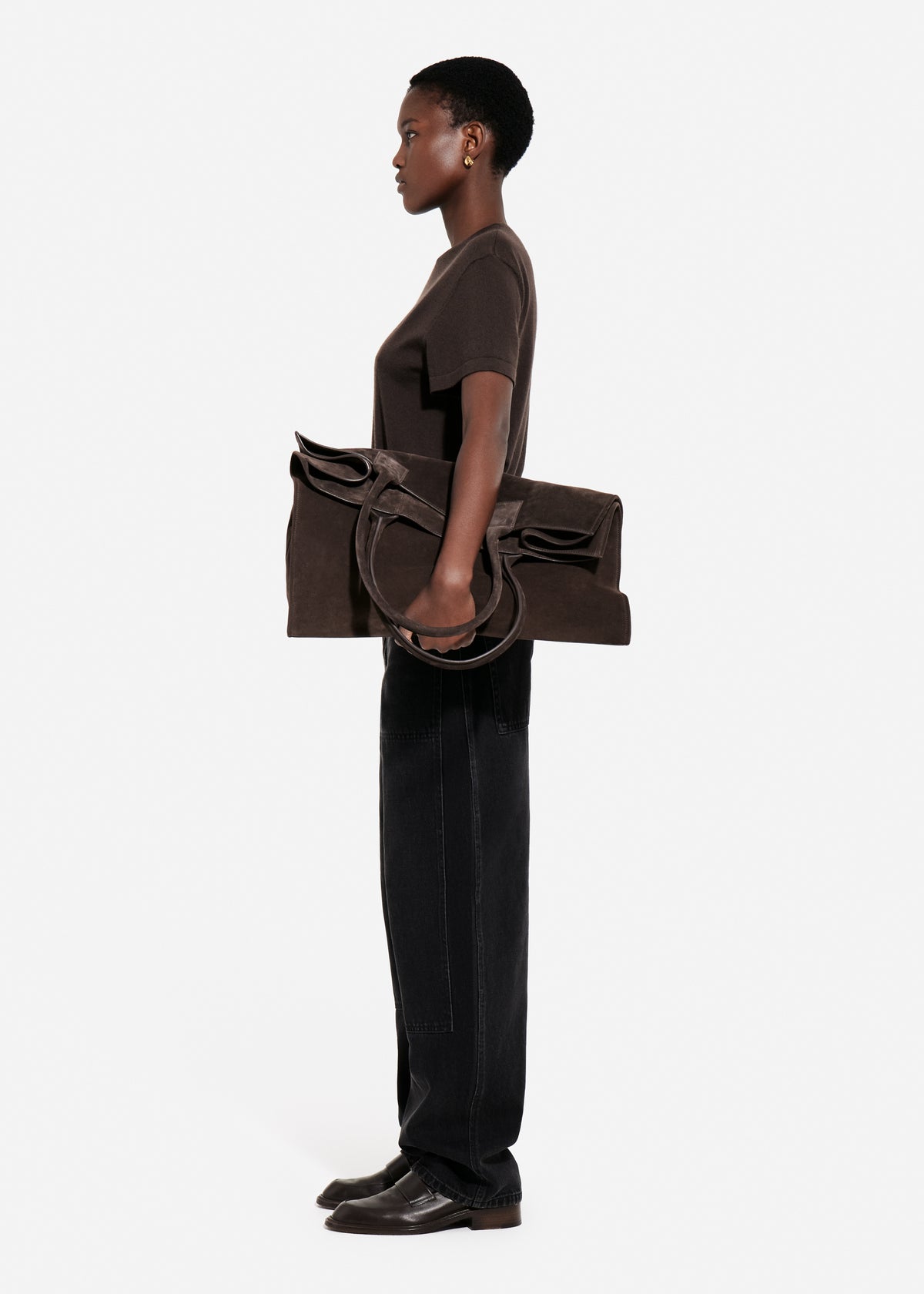 T-Shirt in Fine Cashmere - Chocolate, image 2 of 4
