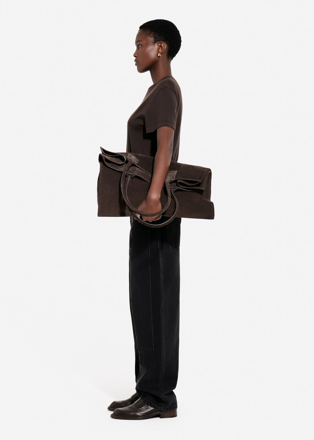 T-Shirt in Fine Cashmere - Chocolate - CO