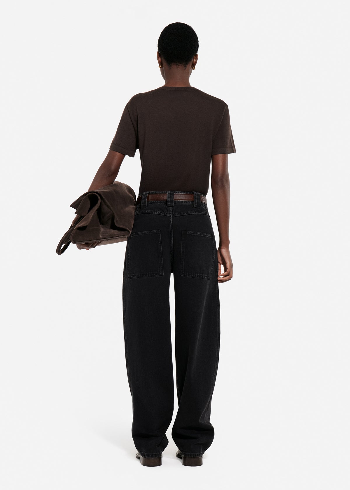 T-Shirt in Fine Cashmere - Chocolate, image 3 of 4