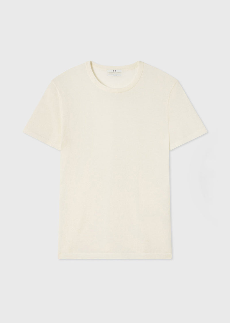 T-Shirt in Fine Cashmere - Ivory - CO