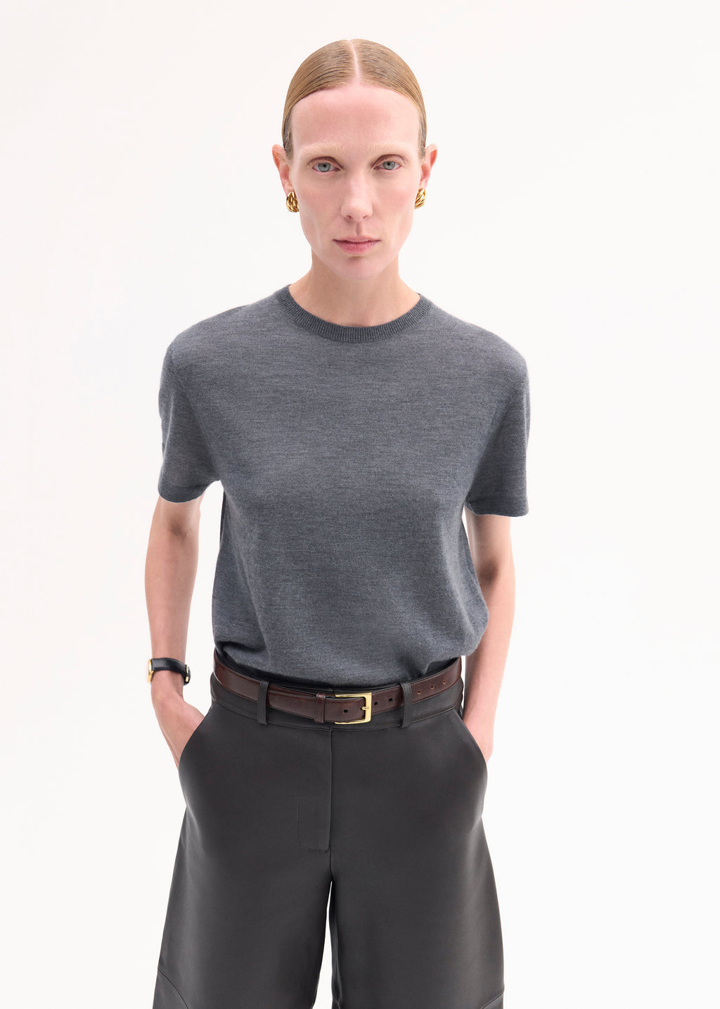T-Shirt in Fine Cashmere - Grey - CO