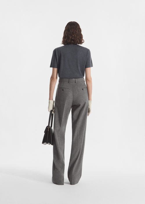 High Waisted Trouser in Wool Cashmere - Grey Melange, image 3 of 4