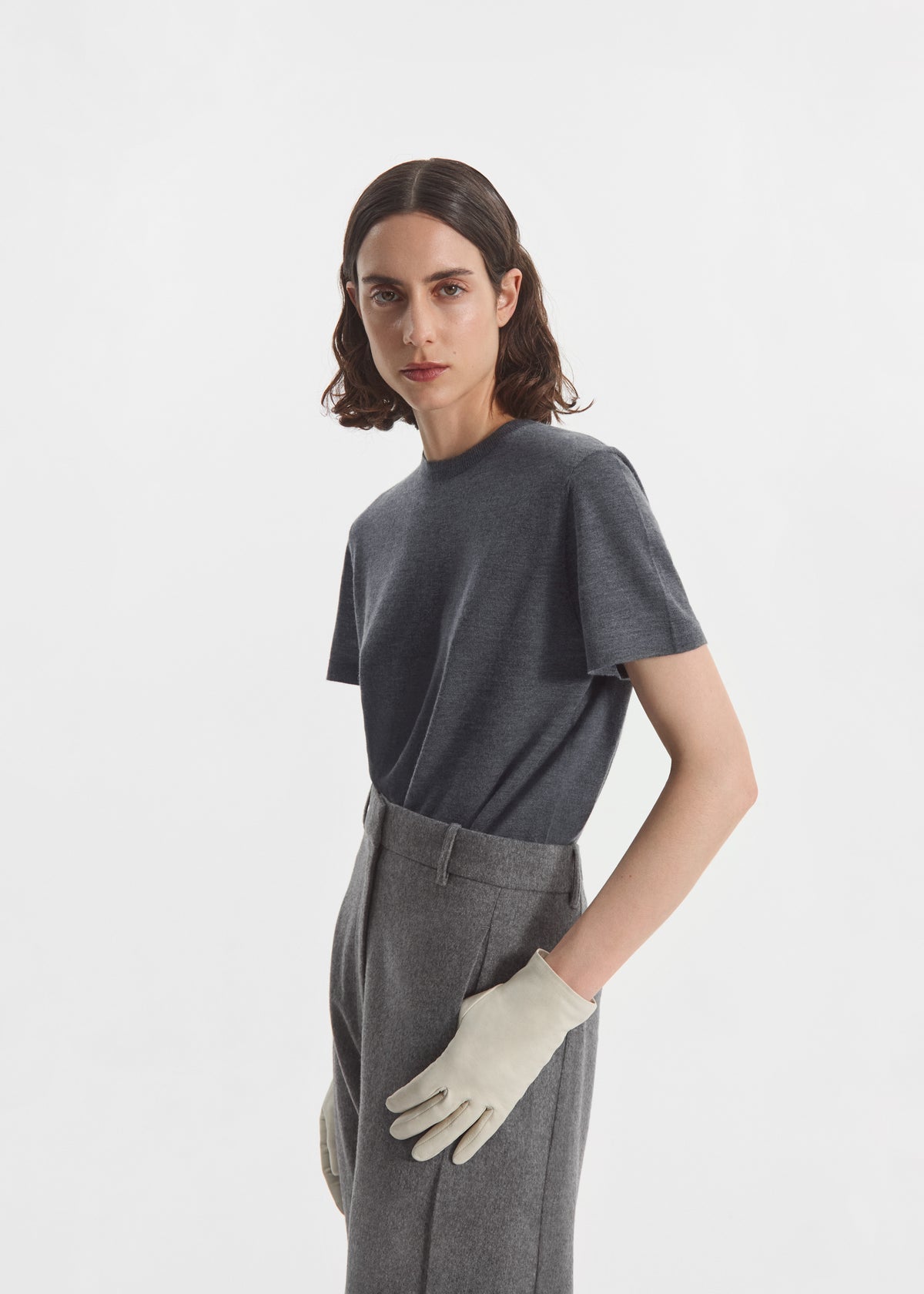 T-Shirt in Fine Cashmere - Grey, image 1 of 4