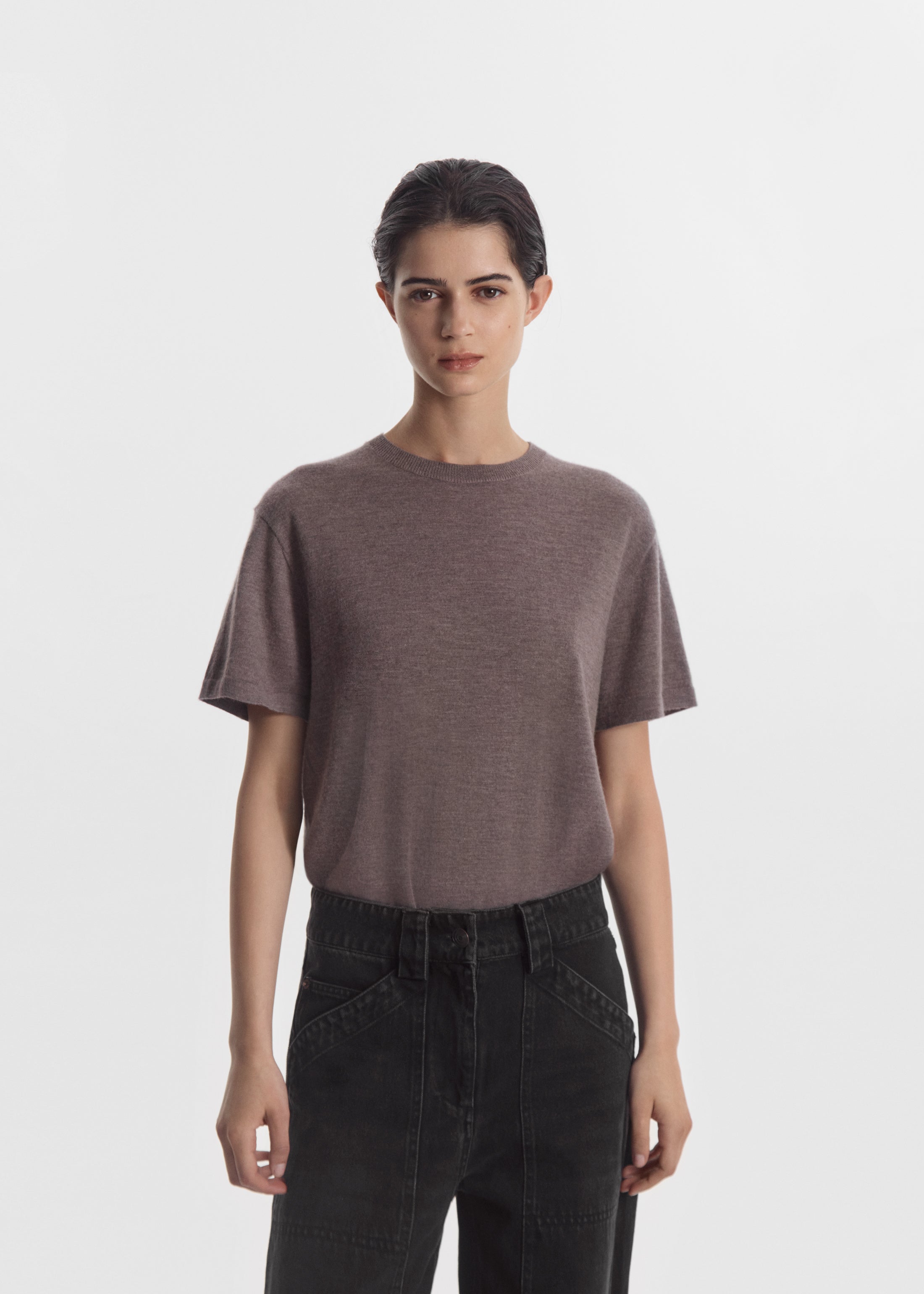 T-Shirt in Fine Cashmere - Hazelnut