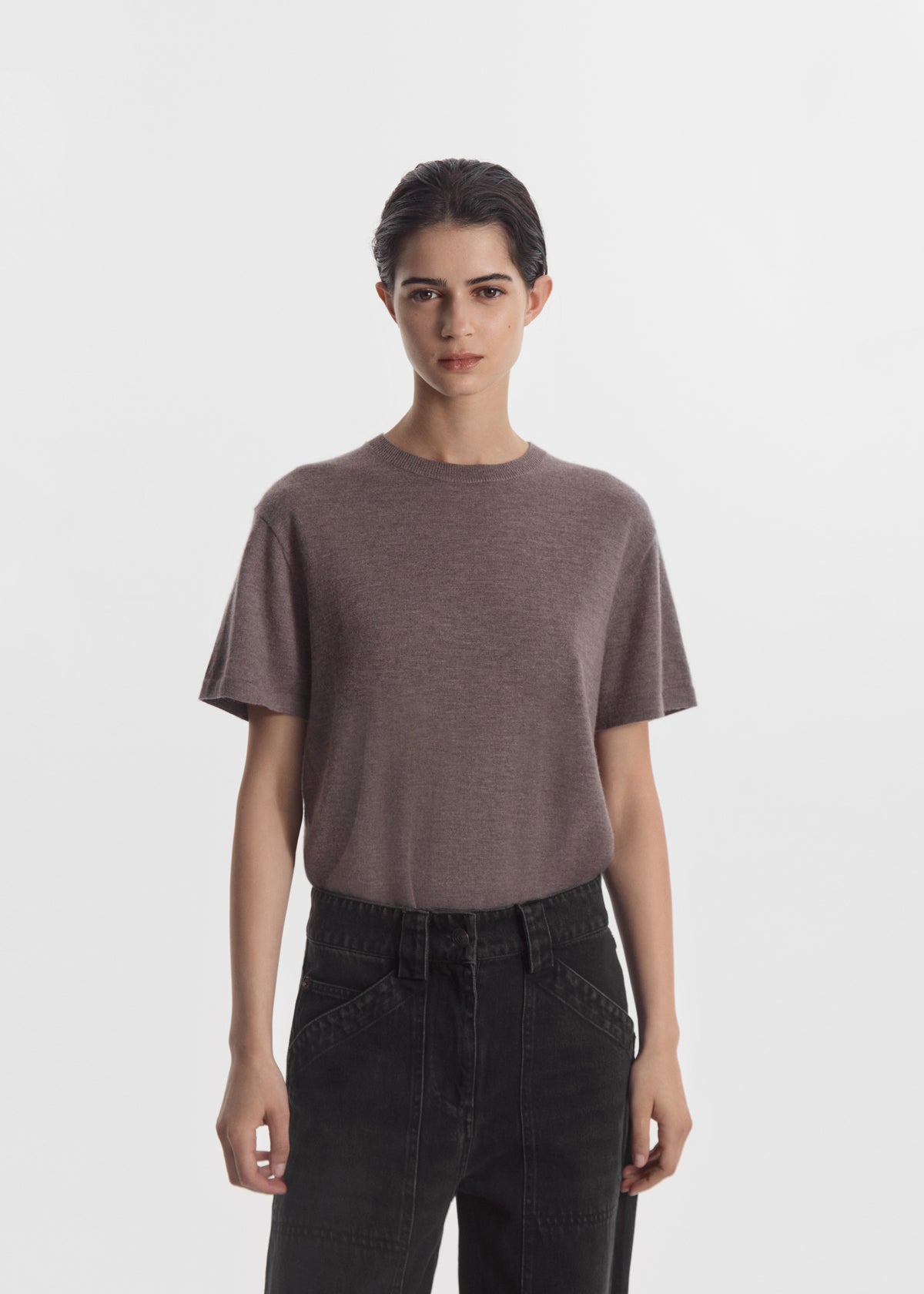 T-Shirt in Fine Cashmere - Hazelnut, image 1 of 4
