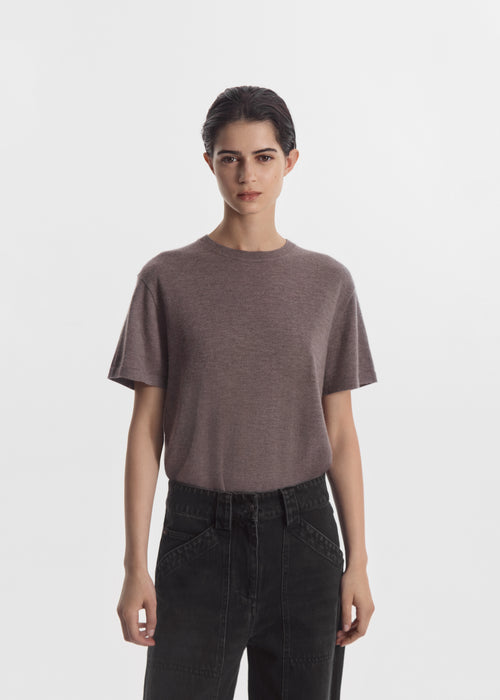 T-Shirt in Fine Cashmere - Hazelnut, image 1 of 4