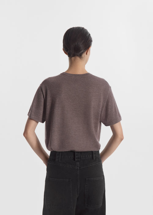T-Shirt in Fine Cashmere - Hazelnut, image 2 of 4