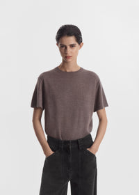 T-Shirt in Fine Cashmere - Hazelnut