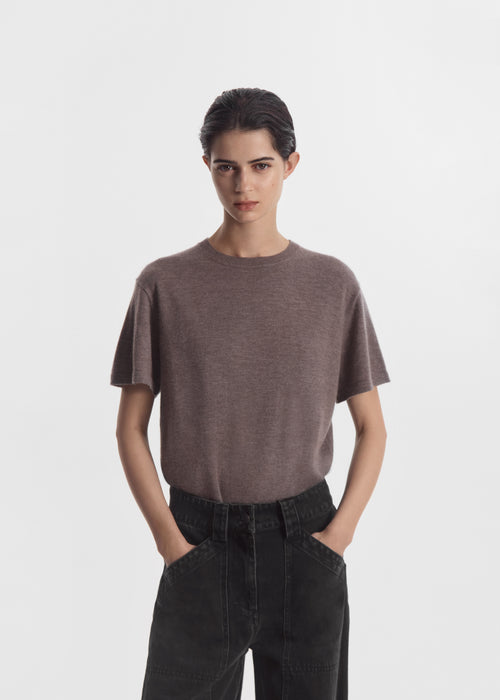 T-Shirt in Fine Cashmere - Hazelnut, image 3 of 4