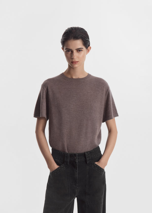 T-Shirt in Fine Cashmere - Hazelnut, image 1 of 4